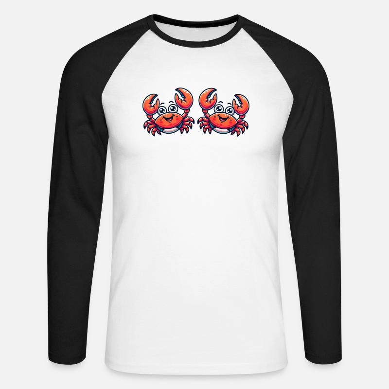 krabbe comic 2 - Unisex Baseballshirt langarm - Weiß/Schwarz