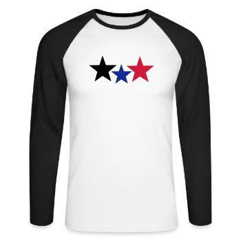 Stars - Unisex Baseballshirt langarm - Weiß/Schwarz - Vorne - Nik (191cm)