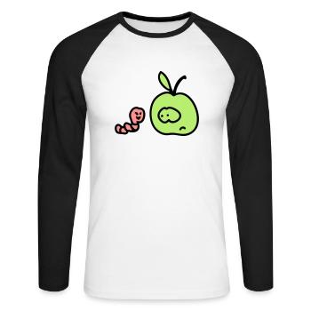 Pomme + Worm 3 - T-shirt baseball manches longues Homme - blanc/noir - Devant - Nik (191cm)