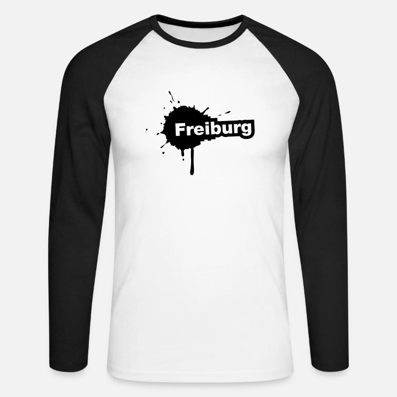 Freiburg Splatter - Unisex Baseballshirt langarm - Weiß/Schwarz