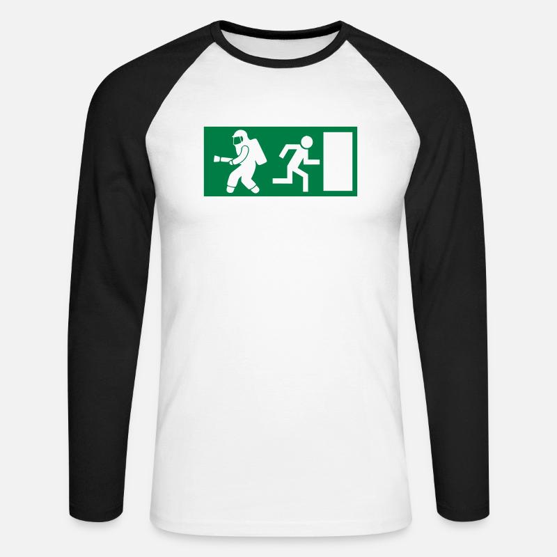 Firefighter Exit Emergency Exit - Unisex Long Sleeve Baseball T-Shirt - white/black