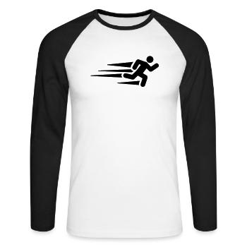 running__man_f1 - T-shirt baseball manches longues Homme - blanc/noir - Devant - Nik (191cm)
