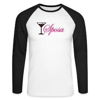 sposa cocktail con anello - Unisex Baseballshirt langarm - Weiß/Schwarz - Vorne - Nik (191cm)