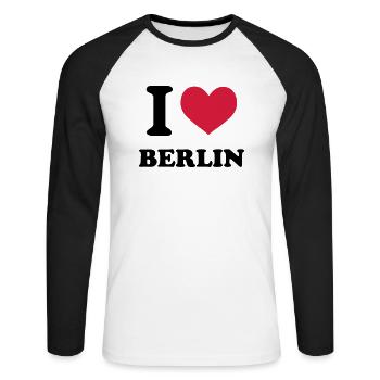 i love berlin - Unisex Long Sleeve Baseball T-Shirt - white/black - Front - Nik (191cm)