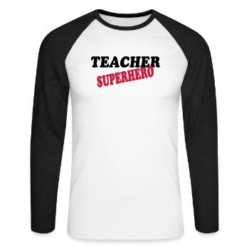 Teacher superhero - Unisex Long Sleeve Baseball T-Shirt - white/black - Front - Nik (191cm)