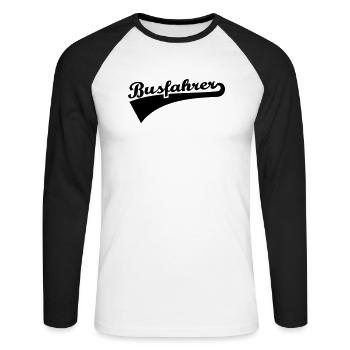 Busfahrer - Unisex Baseballshirt langarm - Weiß/Schwarz - Vorne - Nik (191cm)