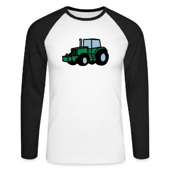 Traktor - Unisex Baseballshirt langarm - Weiß/Schwarz - Vorne - Nik (191cm)