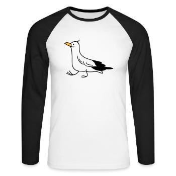 goéland drôle - T-shirt baseball manches longues Homme - blanc/noir - Devant - Nik (191cm)