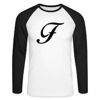 F - Unisex Baseballshirt langarm - Weiß/Schwarz - Vorne - Nik (191cm)