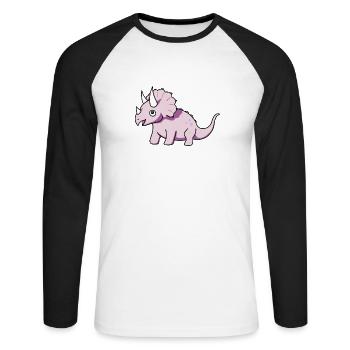 Mignon Tricératops - T-shirt baseball manches longues Homme - blanc/noir - Devant - Nik (191cm)