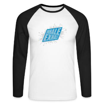 inhale exhale yoga quote - Unisex Long Sleeve Baseball T-Shirt - white/black - Front - Nik (191cm)