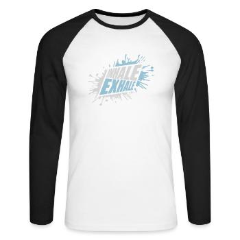 inhale exhale yoga quote - Unisex Long Sleeve Baseball T-Shirt - white/black - Front - Nik (191cm)