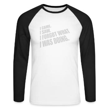Je suis venu voir oublier - T-shirt baseball manches longues Homme - blanc/noir - Devant - Nik (191cm)
