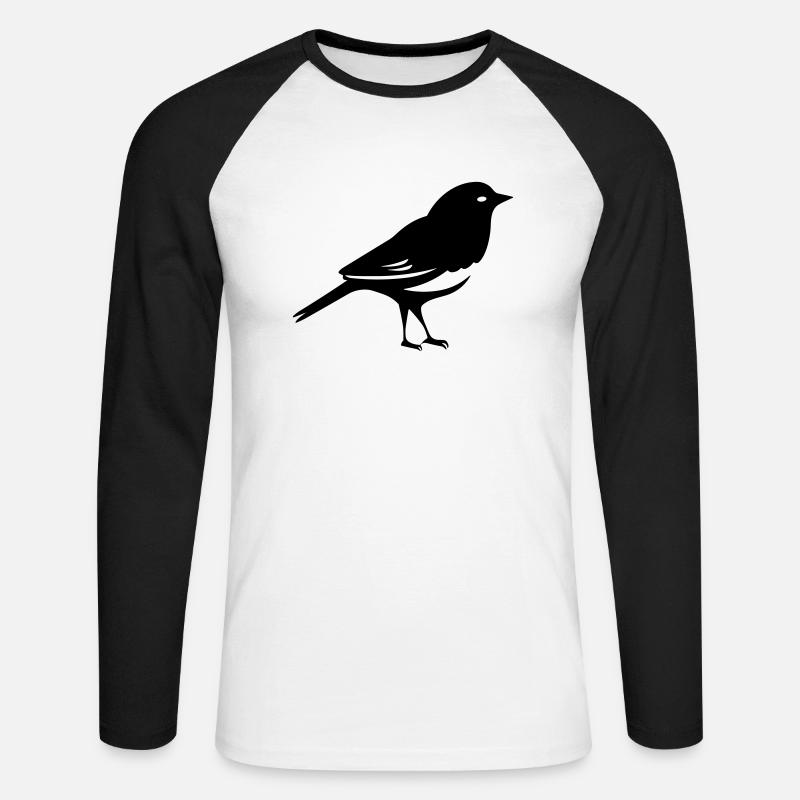 Vogel - Unisex Baseballshirt langarm - Weiß/Schwarz