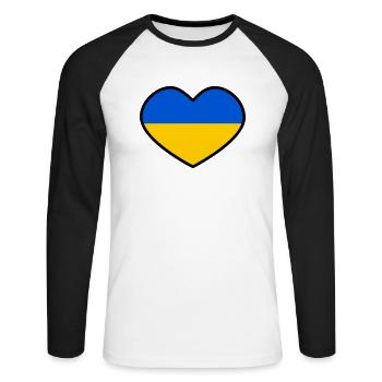 Ukraine Heart - Unisex Long Sleeve Baseball T-Shirt - white/black - Front - Nik (191cm)