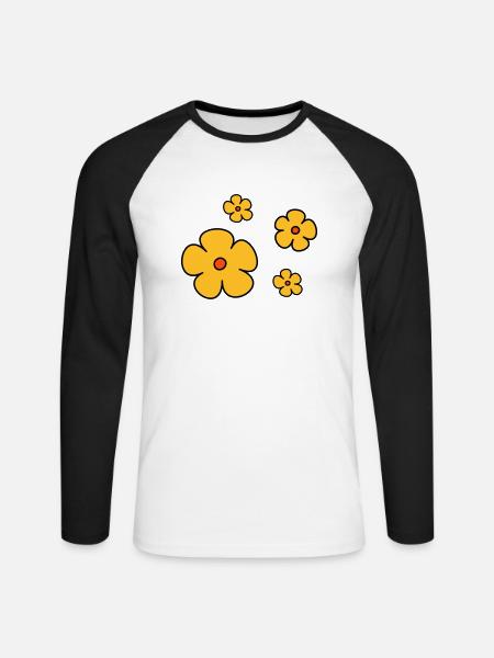 Blumen dreifarbig - Unisex Baseballshirt langarm - Weiß/Schwarz