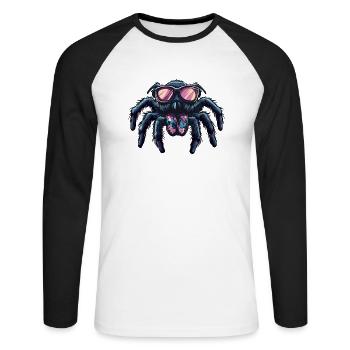 Tarentule Bande Dessinée Drôle Été - T-shirt baseball manches longues Homme - blanc/noir - Devant - Nik (191cm)