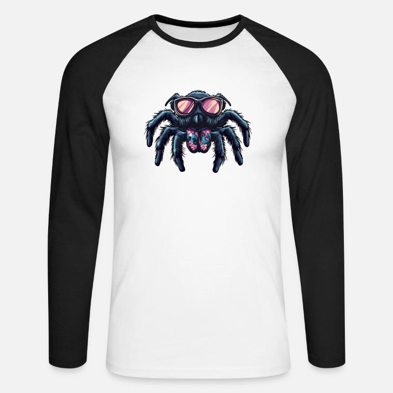 Tarantula Comic Funny Summer - Unisex Long Sleeve Baseball T-Shirt - white/black