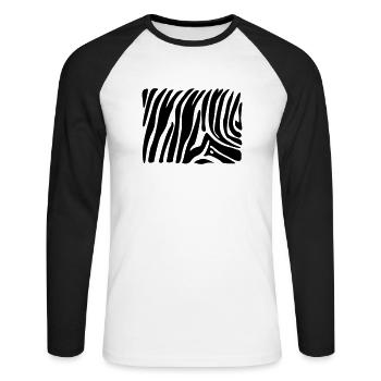 zebra - Unisex Baseballshirt langarm - Weiß/Schwarz - Vorne - Nik (191cm)