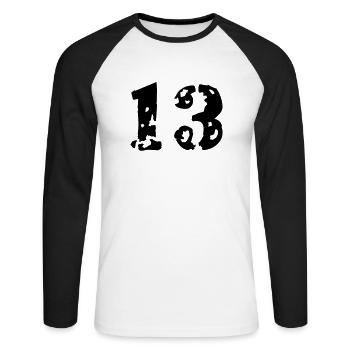 13 - Unisex Baseballshirt langarm - Weiß/Schwarz - Vorne - Nik (191cm)