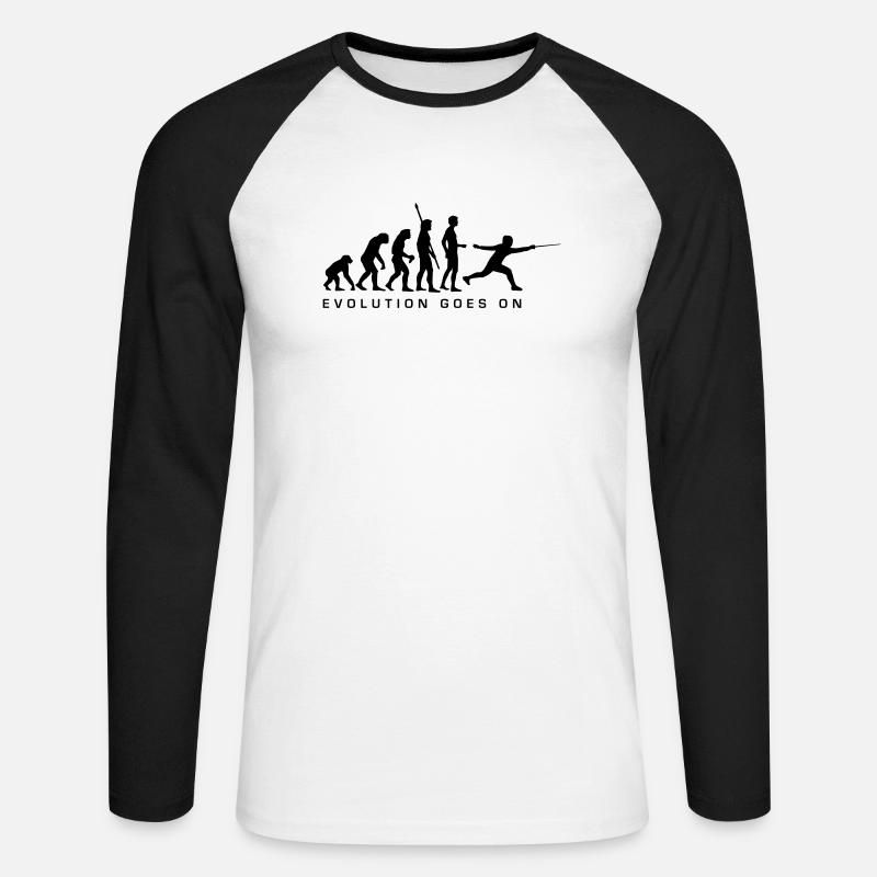 evolution_fechter_d - Unisex Baseballshirt langarm - Weiß/Schwarz