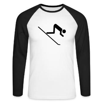 ski - Unisex Baseballshirt langarm - Weiß/Schwarz - Vorne - Nik (191cm)