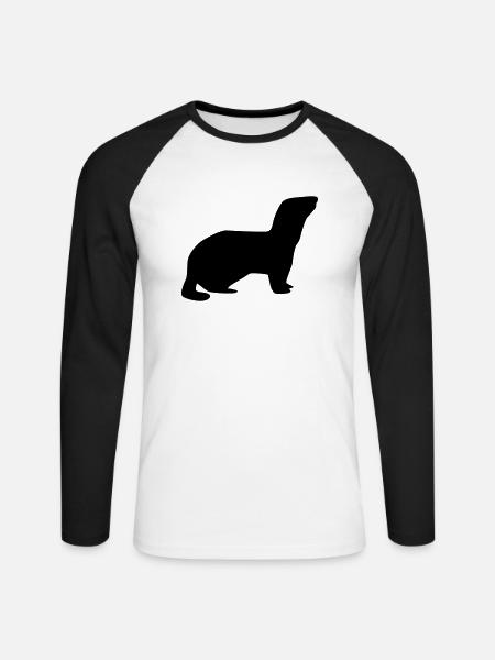 Frettchen - Unisex Baseballshirt langarm - Weiß/Schwarz