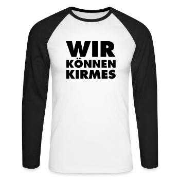 wir-können-kirmes - Unisex Baseballshirt langarm - Weiß/Schwarz - Vorne - Nik (191cm)