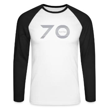 Franche Comté Haute Saône 70 - T-shirt baseball manches longues Homme - blanc/noir - Devant - Nik (191cm)