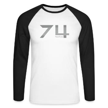 Rhône Alpes Haute Savoie 74 - T-shirt baseball manches longues Homme - blanc/noir - Devant - Nik (191cm)