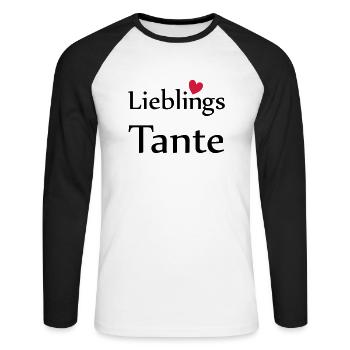 Lieblings Tante mit Herz - Unisex Baseballshirt langarm - Weiß/Schwarz - Vorne - Nik (191cm)