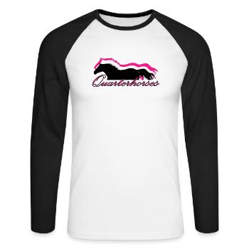 Quarterhorses - Unisex Baseballshirt langarm - Weiß/Schwarz - Vorne - Nik (191cm)