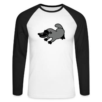 Ornithorynque - T-shirt baseball manches longues Homme - blanc/noir - Devant - Nik (191cm)