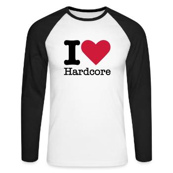 I Love Hardcore - Unisex Long Sleeve Baseball T-Shirt - white/black - Front - Nik (191cm)