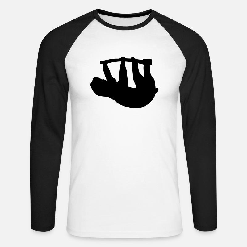 Faultier - Unisex Baseballshirt langarm - Weiß/Schwarz