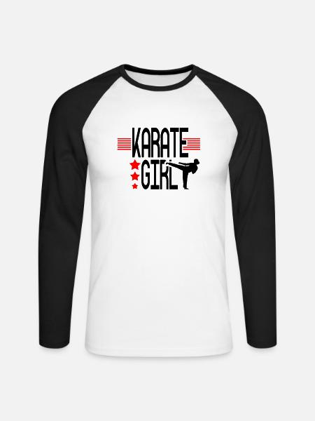 Karate Girl - Unisex Baseballshirt langarm - Weiß/Schwarz