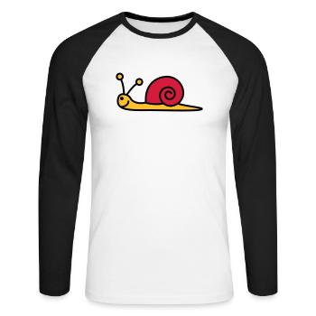 schnecke_3c - T-shirt baseball manches longues Homme - blanc/noir - Devant - Nik (191cm)