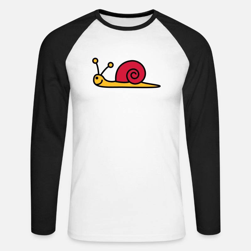 schnecke_3c - Unisex Baseballshirt langarm - Weiß/Schwarz