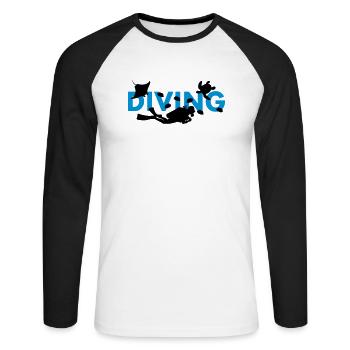 diving tauchen - Unisex Baseballshirt langarm - Weiß/Schwarz - Vorne - Nik (191cm)