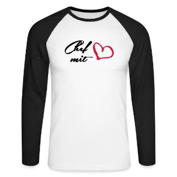 Chef - Unisex Baseballshirt langarm - Weiß/Schwarz - Vorne - Nik (191cm)