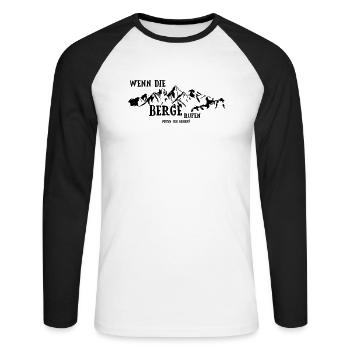 Wenn die Berge Rufen muss ich gehen - Unisex Baseballshirt langarm - Weiß/Schwarz - Vorne - Nik (191cm)
