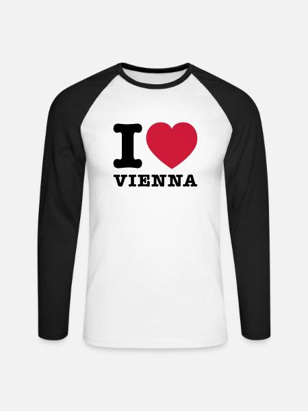 J'aime Vienne 2 - T-shirt baseball manches longues Homme - blanc/noir