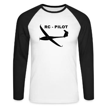 rc - pilot - Unisex Baseballshirt langarm - Weiß/Schwarz - Vorne - Nik (191cm)