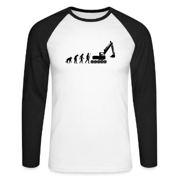 Baggerfahrer Evolution - Unisex Baseballshirt langarm - Weiß/Schwarz - Vorne - Nik (191cm)