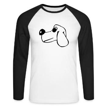 Chien - T-shirt baseball manches longues Homme - blanc/noir - Devant - Nik (191cm)