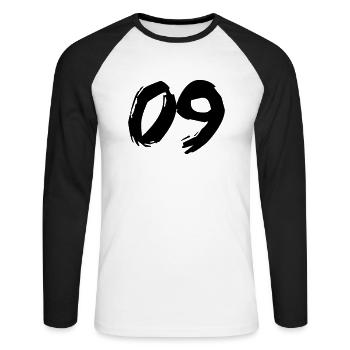 Brushed 09 - Unisex Baseballshirt langarm - Weiß/Schwarz - Vorne - Nik (191cm)