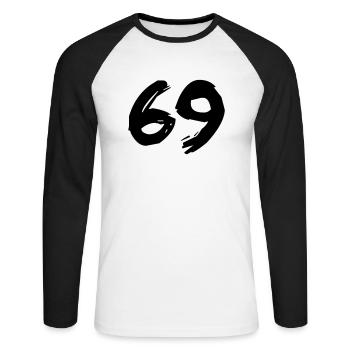 Brushed 69 - Unisex Baseballshirt langarm - Weiß/Schwarz - Vorne - Nik (191cm)