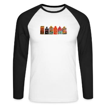 Amsterdam Hot Spot - T-shirt baseball manches longues Homme - blanc/noir - Devant - Nik (191cm)