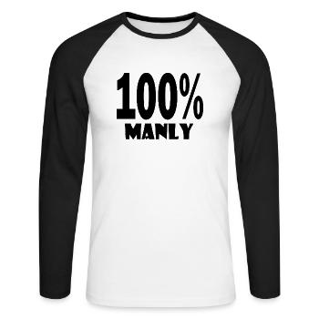 100 männlich - Unisex Baseballshirt langarm - Weiß/Schwarz - Vorne - Nik (191cm)
