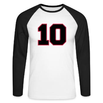2cnumber10 - Unisex Long Sleeve Baseball T-Shirt - white/black - Front - Nik (191cm)